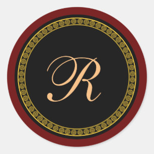 Monogram "R" goudkleurig script Ronde Sticker