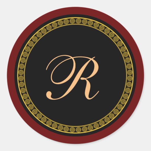 Monogram "R" goudkleurig script Ronde Sticker (Voorkant)