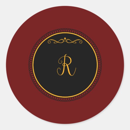 Monogram "R" goudkleurig script Ronde Sticker (Voorkant)