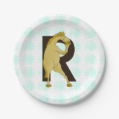Monogram R Grappige Pony Gepersonaliseerd Papieren Bordje (Voorkant)