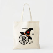 Monogram R Halloween Witch Spiders Jouw naam Tote Bag (Voorkant)