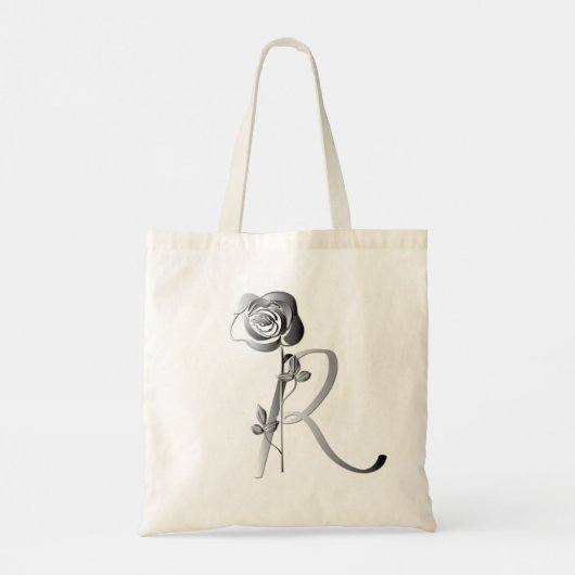 Monogram R Handgeschreven met Roos Tote Bag (Achterkant)