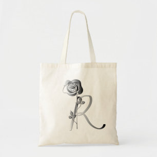 Monogram R Handgeschreven met Roos Tote Bag