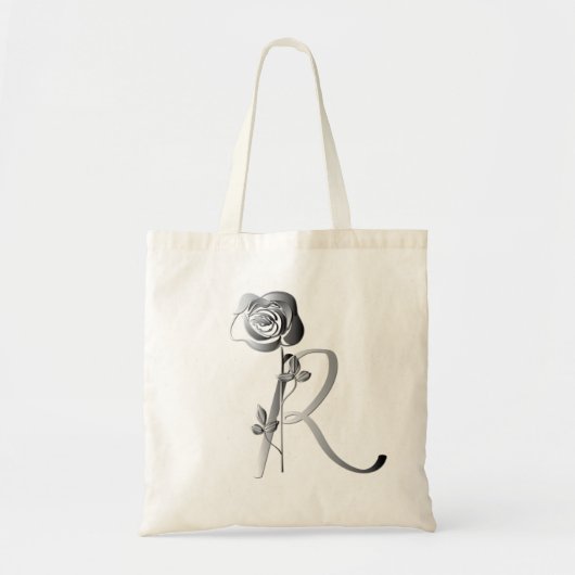 Monogram R Handgeschreven met Roos Tote Bag (Voorkant)