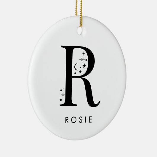 Monogram R Hemelse Naam Keramisch Ornament (Rechts)