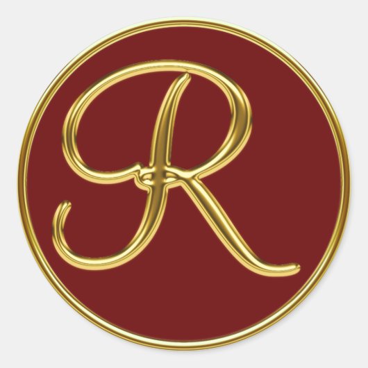 Monogram R in 3D goud Ronde Sticker (Voorkant)