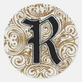 Monogram "R" in goud — Sticker (Voorkant)