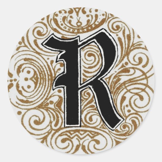 Monogram "R" in goud — Sticker (Voorkant)
