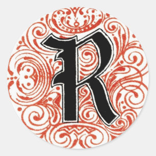 Monogram "R" in rood - sticker