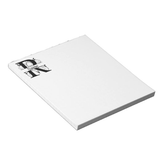 Monogram R Initiaal Briefpapier Notitieblok (Schuin)