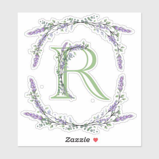 Monogram R Lavender Eucalyptus Sticker (Vel)