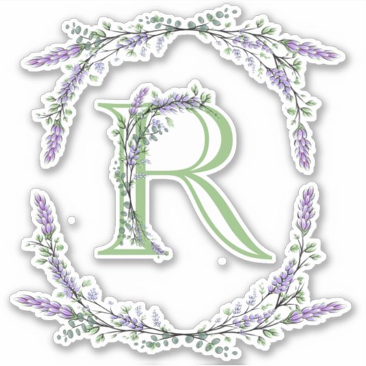 Monogram R Lavender Eucalyptus Sticker (Voorkant)