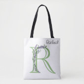 Monogram R Lavender Eucalyptus Tote Bag (Voorkant)