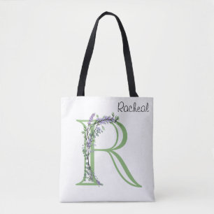 Monogram R Lavender Eucalyptus Tote Bag
