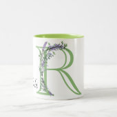 Monogram R Lavender Eucalyptus Tweekleurige Koffiemok (Center)
