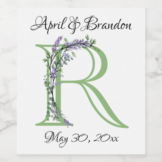 Monogram R Lavender Eucalyptus Wijn Etiket (Enkel label)