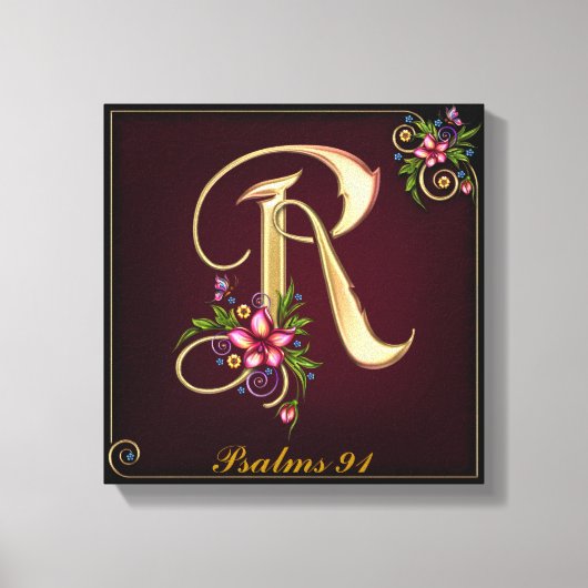 Monogram R Premium gestreken Canvas (glanzend) Afdruk (Voorkant)