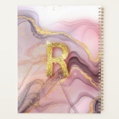 Monogram R Rosegold Pink Glitter Girly Gift Planner (Achterkant)
