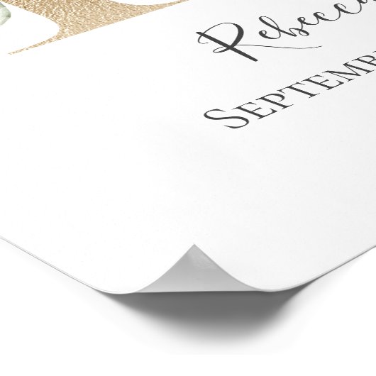 Monogram R Roze witte Floral Gold Letter Neursery Poster (Hoek)