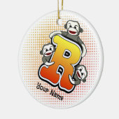 Monogram R Sock Monkey Keramisch Ornament (Links)