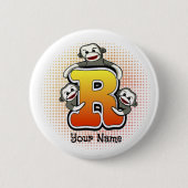 Monogram R Sock Monkey Ronde Button 5,7 Cm (Voorkant)