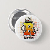 Monogram R sokaap Ronde Button 5,7 Cm (Voorkant /achterkant)