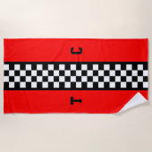 Monogram Race Car Gecontkered Patroon met Rood Strandlaken (Voorkant)