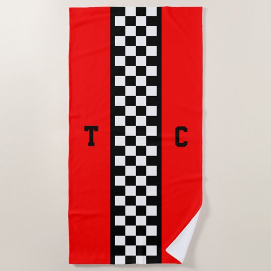 Monogram Race Car Gecontkered Patroon met Rood Strandlaken (Voorkant)