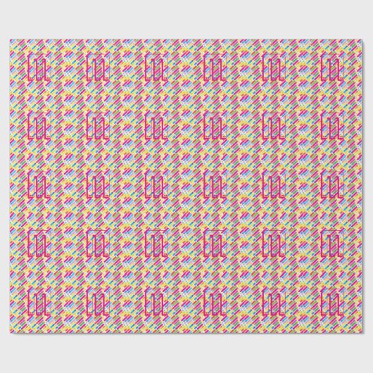 Monogram Rainbow Diagonal Lines Pattern Pop Art Cadeaupapier (Vlak)