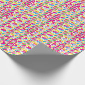 Monogram Rainbow Diagonal Lines Pattern Pop Art Cadeaupapier (Hoek)