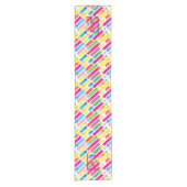 Monogram Rainbow Diagonal Lines Pattern Pop Art Korte Tafelloper (Voorkant)