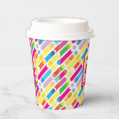 Monogram Rainbow Diagonal Lines Pattern Pop Art Papieren Bekers (Rechts)