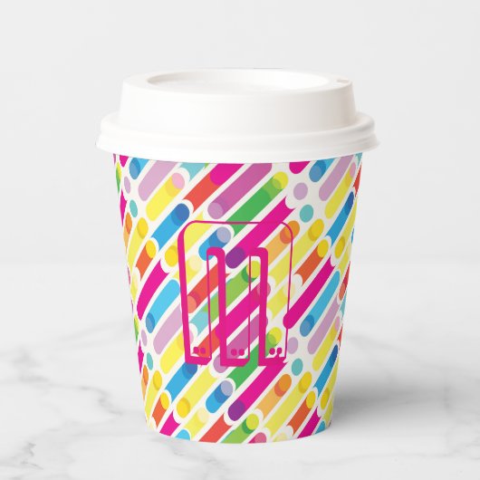 Monogram Rainbow Diagonal Lines Pattern Pop Art Papieren Bekers (Voorkant)