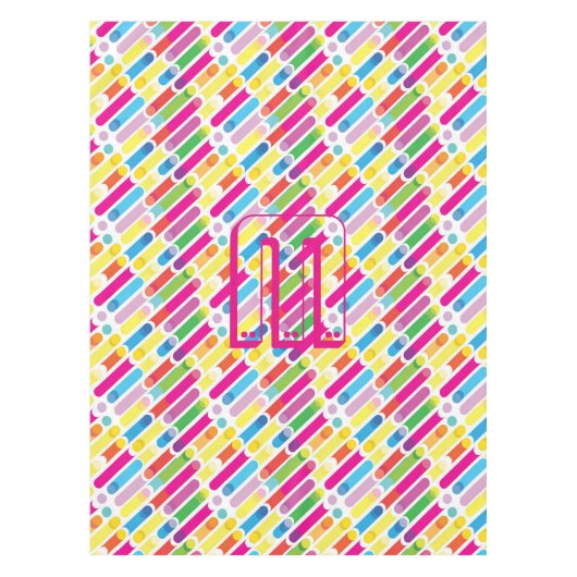 Monogram Rainbow Diagonal Lines Pattern Pop Art Tafelkleed (Voorkant)