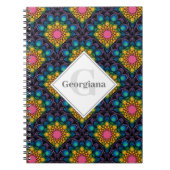 Monogram Rainbow Floral Fountain Art Deco Scallops Notitieboek (Voorkant)