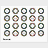 Monogram Rainbow Floral Fountain Art Deco Scallops Ronde Sticker (Vel)