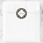 Monogram Rainbow Floral Fountain Art Deco Scallops Ronde Sticker (Tas)