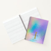 Monogram Rainbow Holographic Gold Initiaal Naam Notitieboek (Binnen)