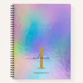 Monogram Rainbow Holographic Gold Initiaal Naam Notitieboek (Voorkant)