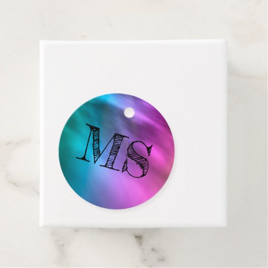 Monogram Rainbow Kinder Partij Label – Blauwgroen  (In situ)