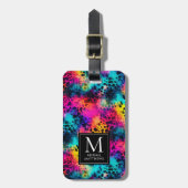 Monogram Rainbow Leopard Print Bagagelabel (Voorkant verticaal)