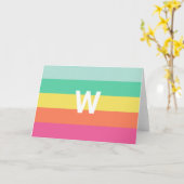 Monogram Rainbow Sherbet Color Block Persoonlijk Kaart (Gele Bloem)