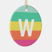 Monogram Rainbow Sherbet Color Block Persoonlijk Keramisch Ornament (Rechts)