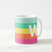 Monogram Rainbow Sherbet Color Block Persoonlijk Koffiemok (Voorkant rechts)