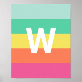 Monogram Rainbow Sherbet Color Block Persoonlijk Poster