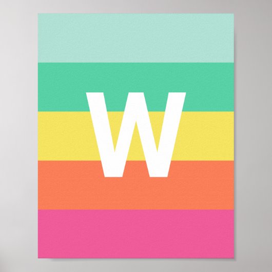 Monogram Rainbow Sherbet Color Block Persoonlijk Poster (Voorkant)