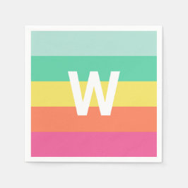 Monogram Rainbow Sherbet Color Block Persoonlijk Servet