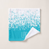 Monogram Raining Muzieknoten Aqua Bad Handdoek (Wasdoekje)