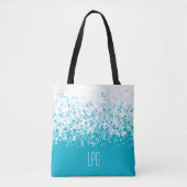 Monogram Raining Muzieknoten Aqua Tote Bag (Voorkant)
