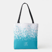 Monogram Raining Muzieknoten Aqua Tote Bag (Achterkant)